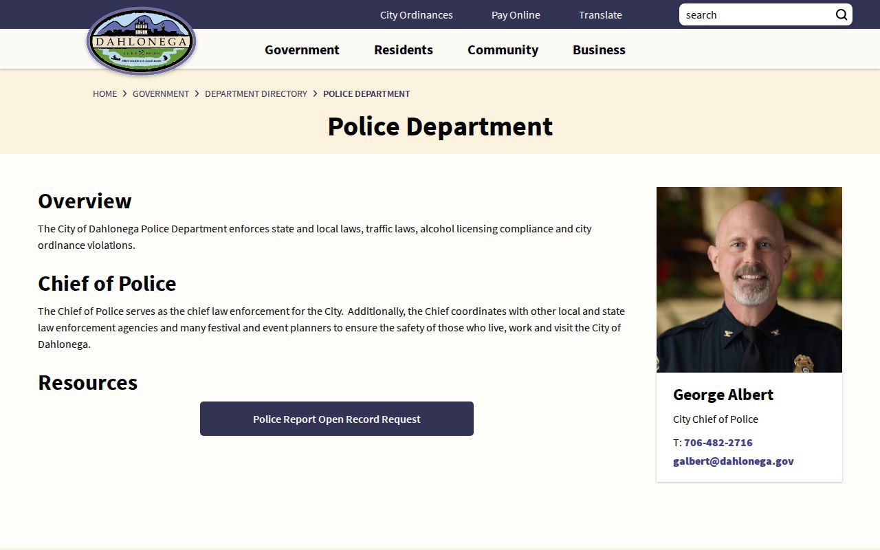 Lumpkin County municipal warrant police contact
